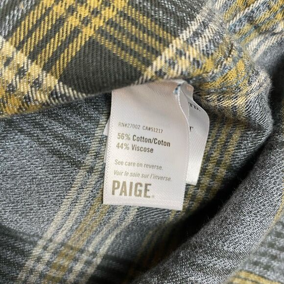 PAIGE Flannel Everett Shirt Midnight Orchard Plaid Long Sleeve Button Up Men's M - Picture 7 of 10